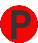 Fouroescent Circle or Square Label Alphabetic letter P